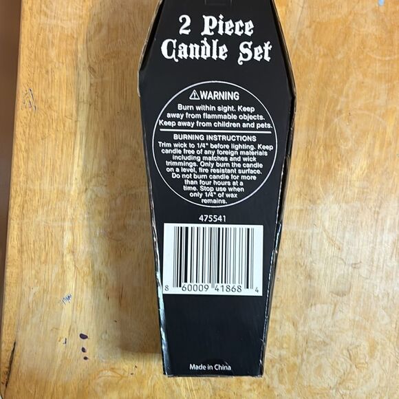 Halloween Decor Two Piece Light Gold Colored Stacked Skull Candlestick Set - Picture 4 of 7